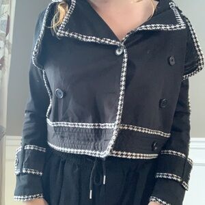 Carbon Black Blazer with Gingham Trim
